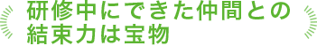 研修中にできた仲間との結束力は宝物